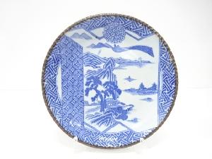 古伊万里　印判手　山水　九寸皿